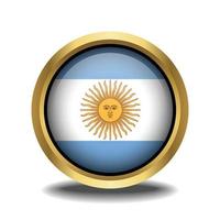 Argentina Flag circle shape button glass in frame golden vector