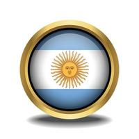Argentina Flag circle shape button glass in frame golden vector