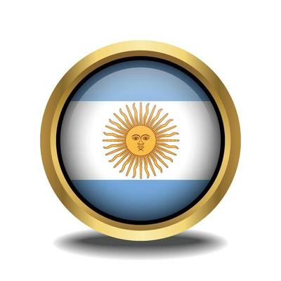Argentina Flag circle shape button glass in frame golden