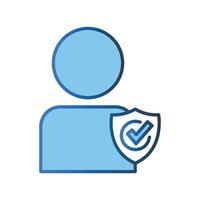Account protection icon illustration. People icon with shield. icon related to security. Lineal color icon style. Simple vector design editable