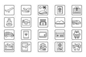 Travel set icon illustration. icon related to Transportation, holiday, tourists. Outline icon style. Simple vector design editable