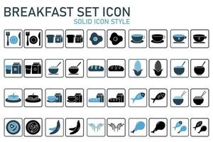 Breakfast set icon illustration. icon related to food and drink. Solid icon style. Simple vector design editable