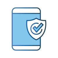 Secure system icon illustration. Mobile phone icon with padlock. icon related to security. Lineal color icon style. Simple vector design editable