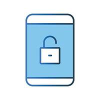 open system icon illustration. Mobile phone icon with padlock. icon related to security. Lineal color icon style. Simple vector design editable