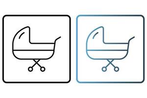 Baby carriage icon illustration. icon related to baby care. outline icon style. Simple vector design editable