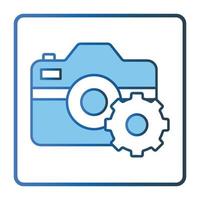 Setting camera icon illustration. icon related to multimedia. Lineal color icon style, two tone icon. Simple vector design editable