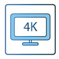 4K monitor screen icon illustration. icon related to multimedia. Lineal color icon style, two tone icon. Simple vector design editable