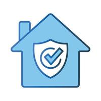 Trusted home protection icon illustration. House icon with shield. icon related to security. Lineal color icon style. Simple vector design editable