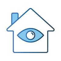 Home protection icon illustration. House icon with eye. icon related to security. Lineal color icon style. Simple vector design editable