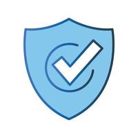 Trusted security icon illustration. shield icon with check mark. icon related to security. Lineal color icon style. Simple vector design editable