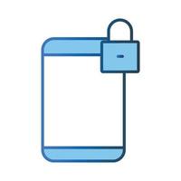 Secure system icon illustration. Mobile phone icon with padlock. icon related to Security. Lineal color icon style. Simple vector design editable