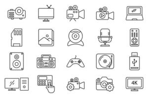 Multimedia set icon illustration. icon related to technology. Outline icon style. Simple vector design editable