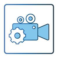 Setting camera video icon illustration. icon related to multimedia. Lineal color icon style, two tone icon. Simple vector design editable