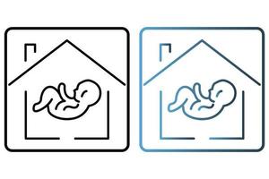 Baby house icon illustration. icon related to baby care. outline icon style. Simple vector design editable