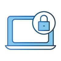 System lock icon illustration. Laptop icon with padlock. icon related to security. Lineal color icon style. Simple vector design editable