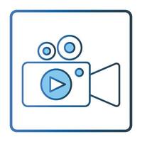 Play camera video icon illustration. icon related to multimedia. Lineal color icon style, two tone icon. Simple vector design editable