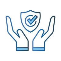 Trusted security icon illustration. hand icon with shield. icon related to security. Lineal color icon style. Simple vector design editable