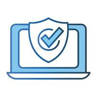 System security icon illustration. Laptop icon with shield. icon related to security. Lineal color icon style. Simple vector design editable