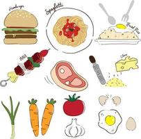 dibujos animados Cocinando elementos comida y ingrediente vector