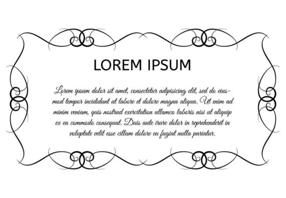 Decorative vintage horizontal frame with the place for your text in center. Vintage ornament greeting card template. Vector illustration.