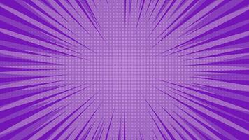 Purple comic book page background in pop art style with empty space. Template with rays, dots and halftone effect texture. Vector illustration
