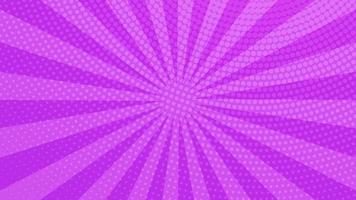 Purple comic book page background in pop art style with empty space. Template with rays, dots and halftone effect texture. Vector illustration