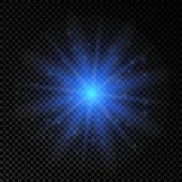 Light effect of lens flares. Blue glowing lights starburst effects with sparkles vector