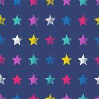 Seamless Pattern with hand drawn blue Stars on blue background. Abstract grunge texture. Vector illustration