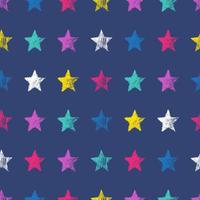 Seamless Pattern with hand drawn blue Stars on blue background. Abstract grunge texture. Vector illustration