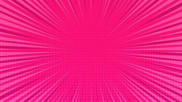 Pink comic book page background in pop art style with empty space. Template with rays, dots and halftone effect texture. Vector illustration