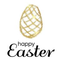 Hand Drawn Easter Egg with Gold Glitter Effect on a white background. Vector illustration