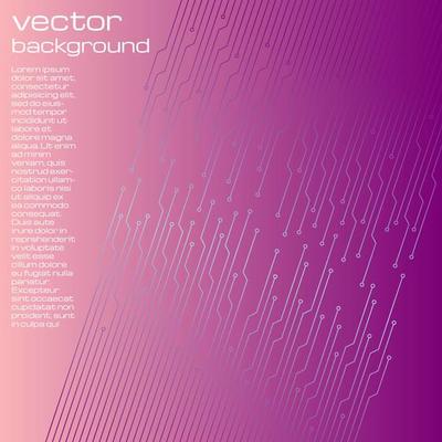 Abstract technological pink background with elements of the microchip. Circuit board background texture. Vector illustration.