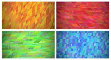 Abstract background with colorful rectangles. Set of four beautiful futuristic dynamic geometric banner design pattern. Vector illustration