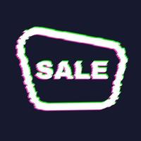 Distorted glitch sale banner with error effect on the edges and in text. Vector illustration.