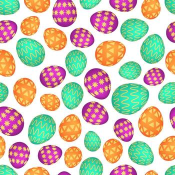 Seamless pattern with colorful Easter eggs. Vector illustration