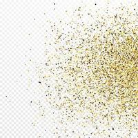 Gold glitter confetti backdrop isolated on white transparent background. Celebratory texture with shining light effect. Vector illustration.