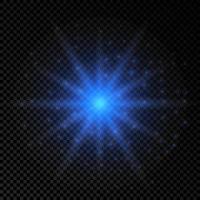 Light effect of lens flares. Blue glowing lights starburst effects with sparkles vector