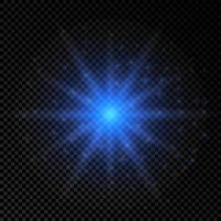 Light effect of lens flares. Blue glowing lights starburst effects with sparkles vector