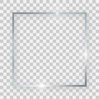 Silver shiny square frame with glowing effects and shadows vector