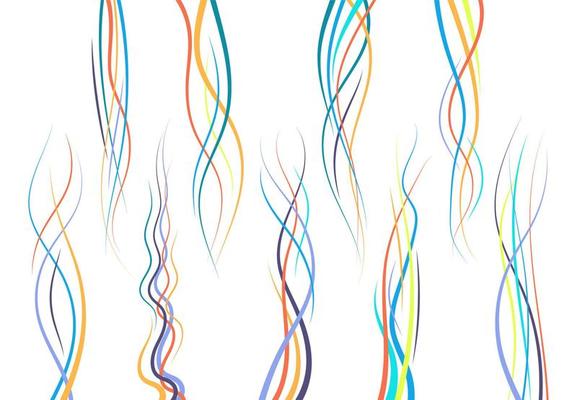 Set of abstract color curved lines. Wave design element. Vector illustration.