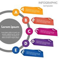 elementos de diseño infográfico de cinco pasos. plantilla de diseño infográfico paso a paso. ilustración vectorial vector