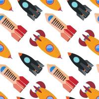 Seamless pattern with space rocket. Vector illustration.