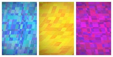 Abstract background with colorful rectangles. Set of three beautiful futuristic dynamic geometric stories banner design pattern. Vector illustration