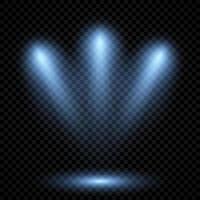 Cold blue lighting with three spotlights. Scene illumination effects on a dark vector