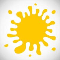 Yellow Hand Drawn Paint Splash with small splashes and shadows. Vector illustration