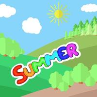 Sunny Day on a Clearing in the Forest and the Word Summer vector