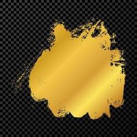 Gold grunge brush stroke. Paint brush ink stain. Ink spot isolated on dark vector