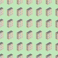 Isometric building seamless pattern. Urban architecture concept background. City buildings in isometric style. Vector illustration.