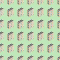 Isometric building seamless pattern. Urban architecture concept background. City buildings in isometric style. Vector illustration.