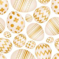 Seamless pattern with golden Easter eggs. Vector illustration